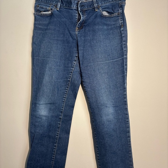 LOFT Straight Leg Jeans for Women - Dark Blue Denim - Picture 3 of 10